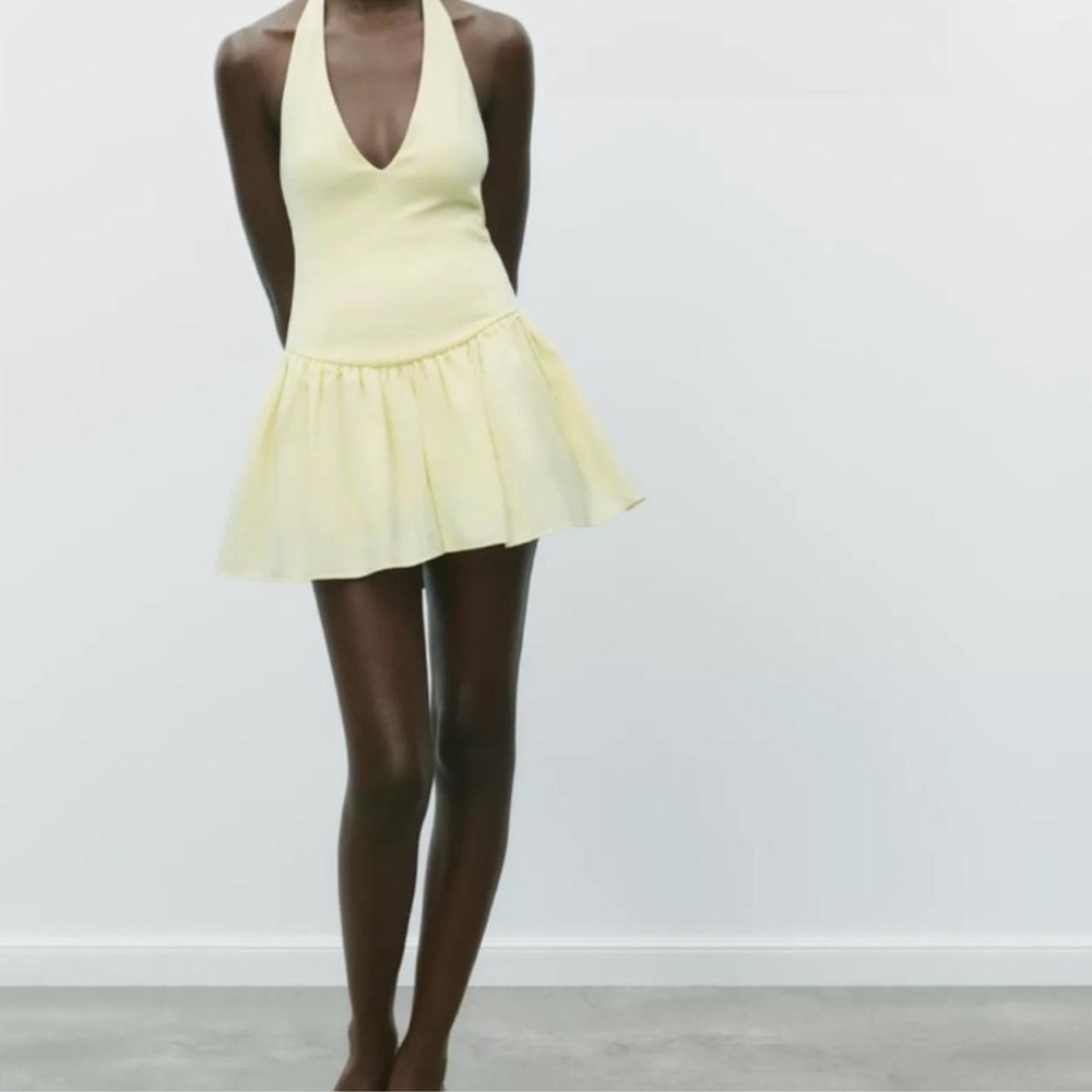 Zara yellow halter dress